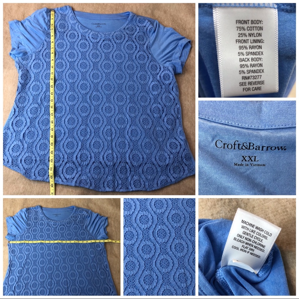 Croft & Barrow Blue Lace Design Shirt